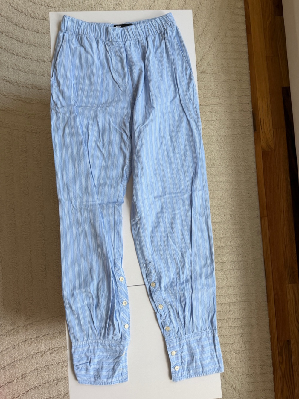 Zara Light Blue Striped Trousers
